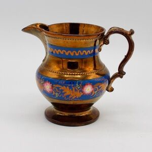 Antique Copper Luster Pitcher, Staffordshire Jug